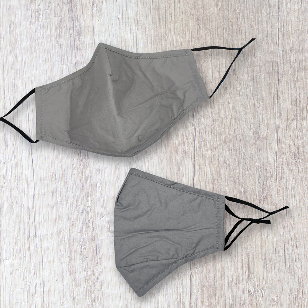 Fashionable Fabric Grey Plain Face Mask Durable & Reusable