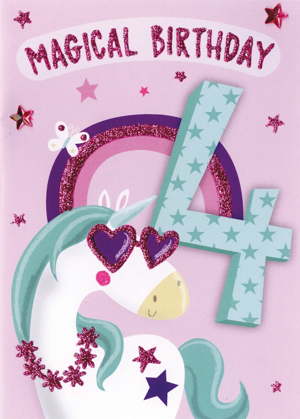 Magical Birthday Girls 4th Birthday Greeting Card