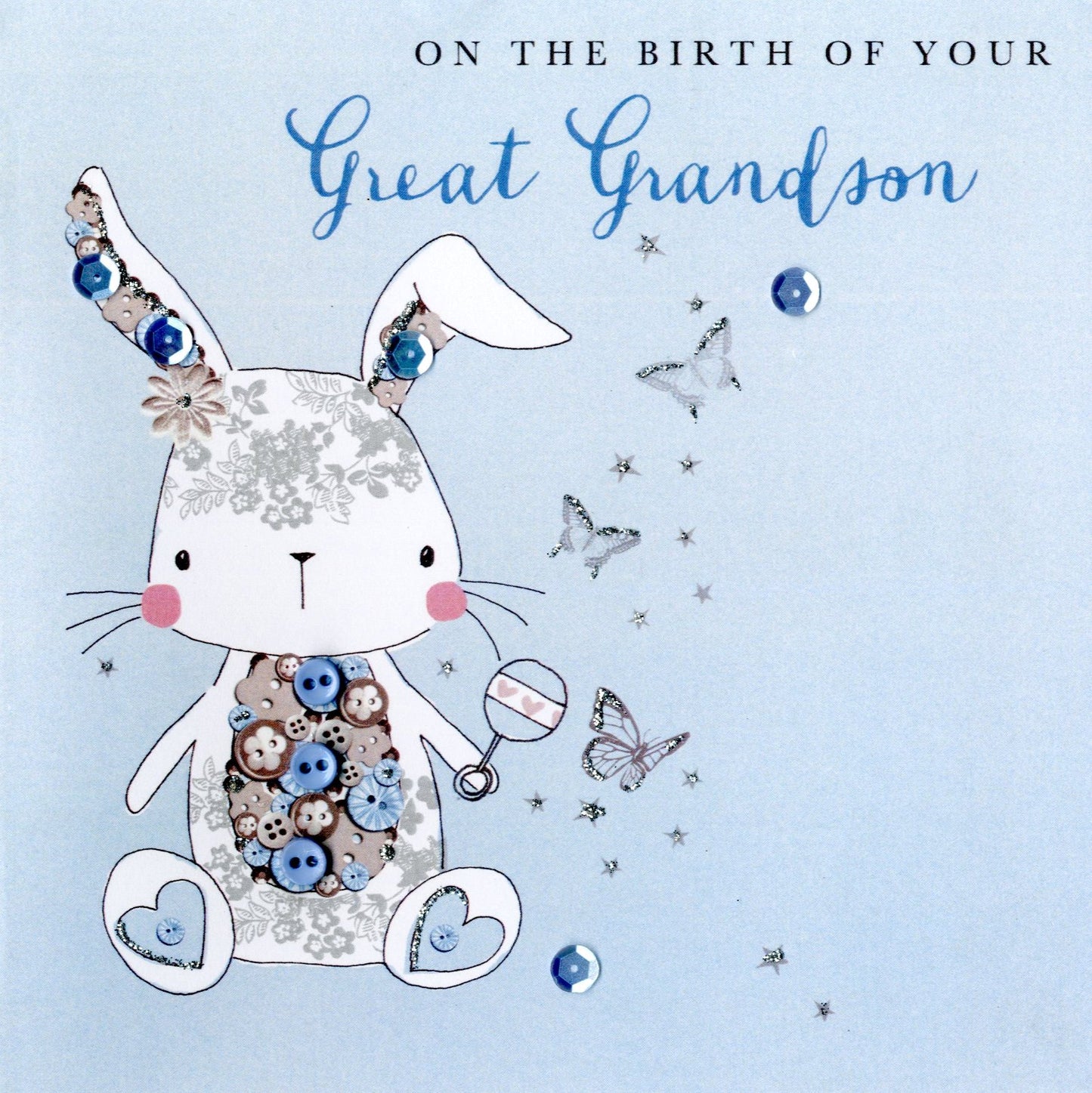 New Baby Great Grandson Buttoned Up Greeting Card