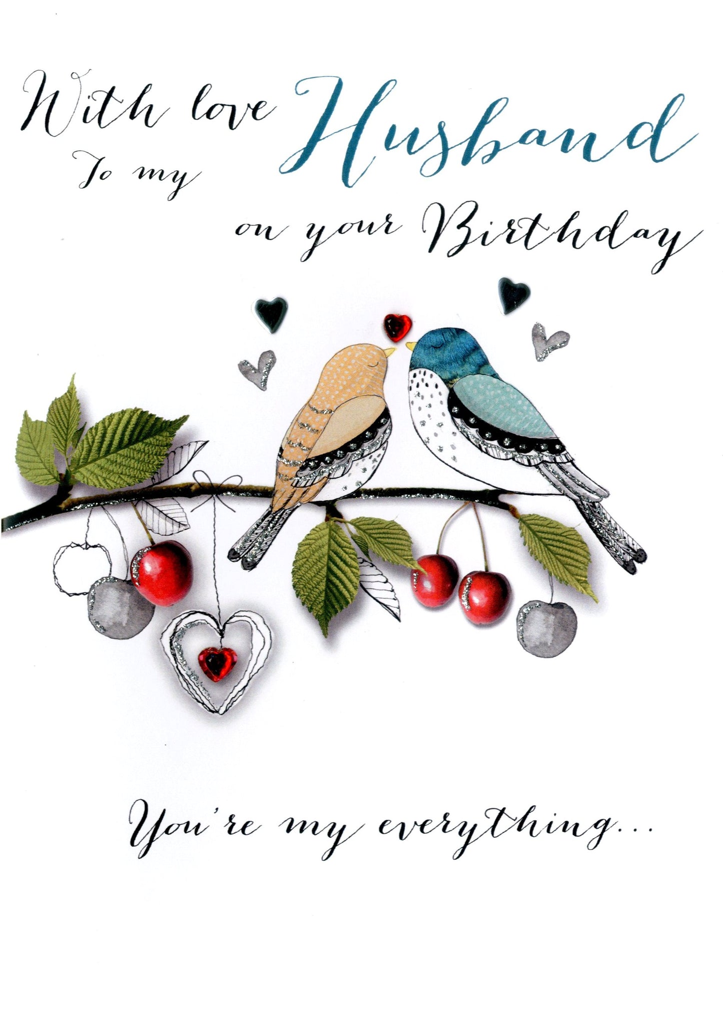 With Love Husband Birthday Embellished Greeting Card