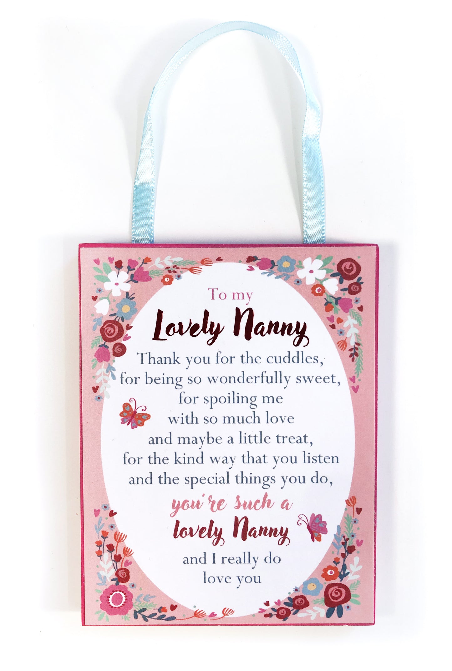 To My Lovely Nanny Heartwarmers Plaque With Ribbon