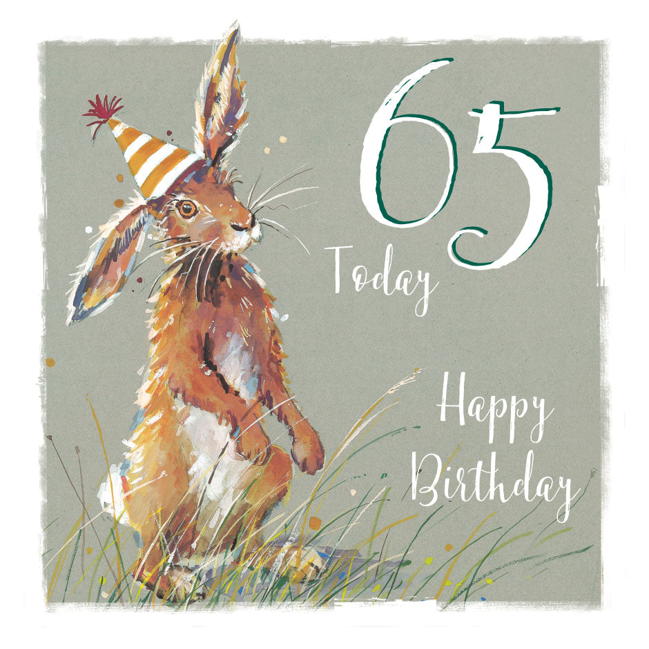 Hoppy Hare Birthday 65th Birthday Card