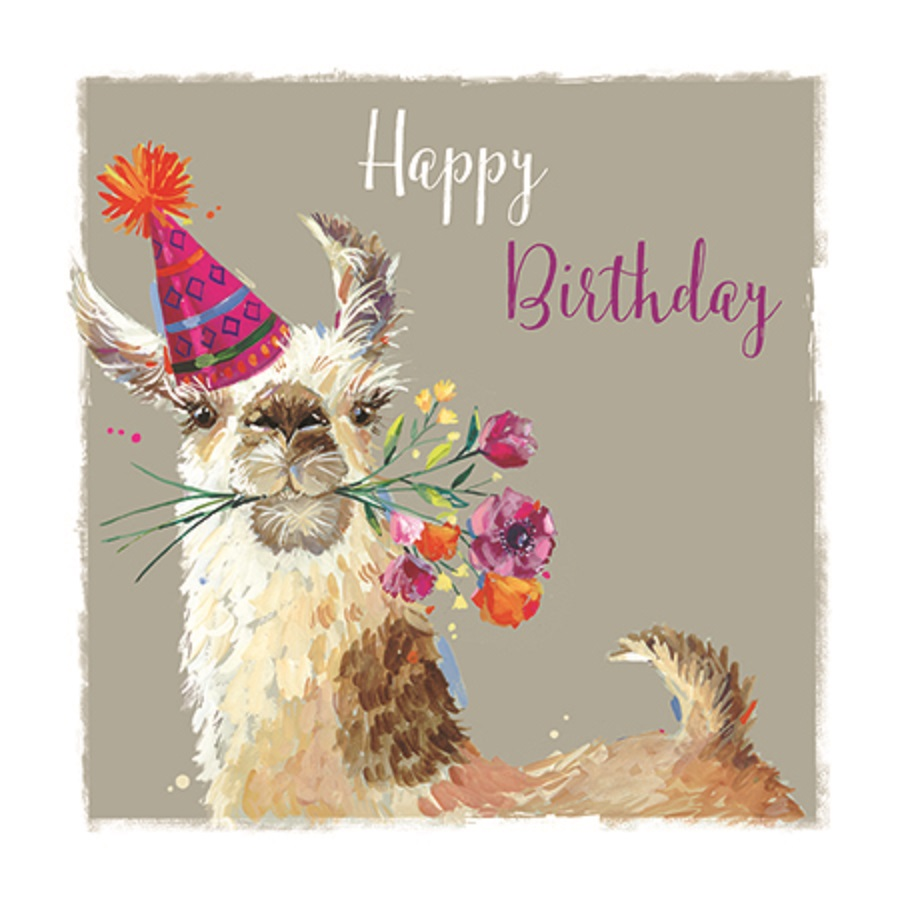Llama Fiesta Happy Birthday Greeting Card