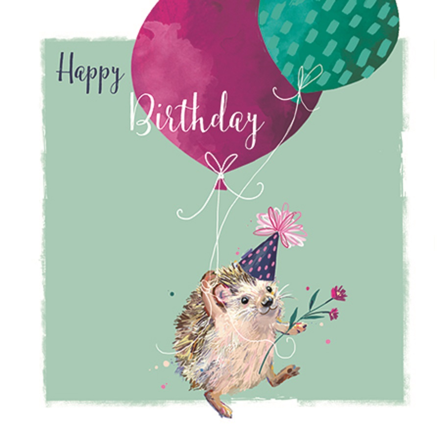Hedgehog & Balloon's Happy Birthday Greeting Card