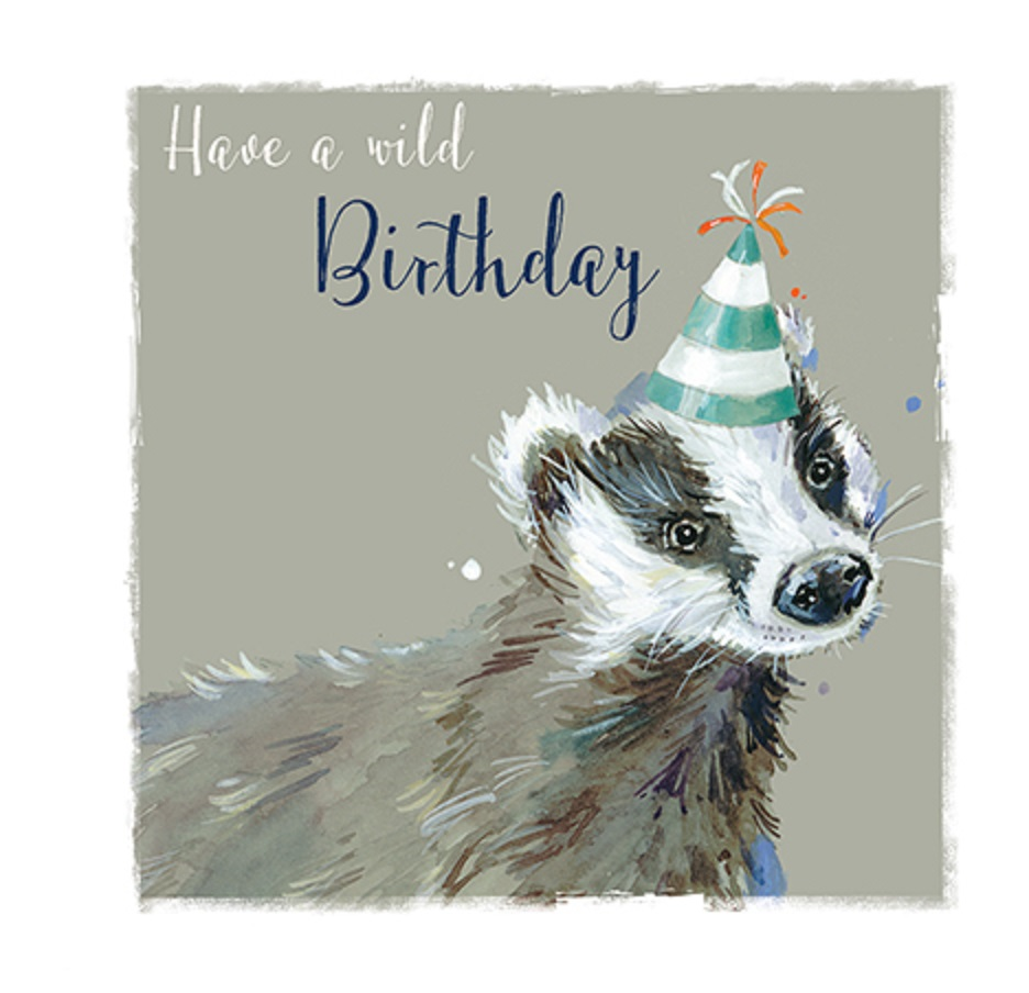 Badger In A Hat Happy Birthday Greeting Card