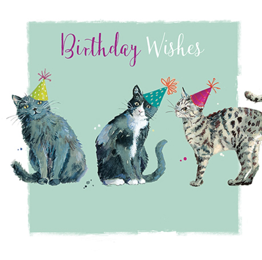 Cats In Hats Happy Birthday Greeting Card