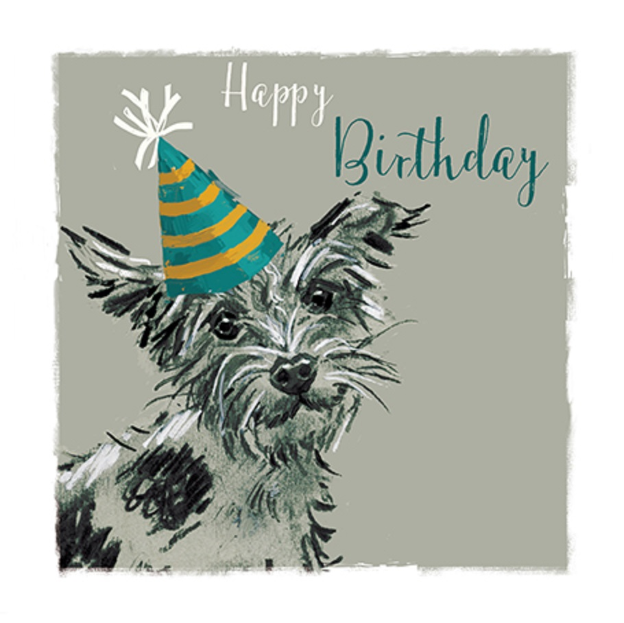 Terrier & Hat Where's The Party? Birthday Greeting Card