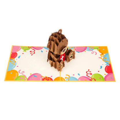 Cute Christening Bear Pop Up Greeting Card