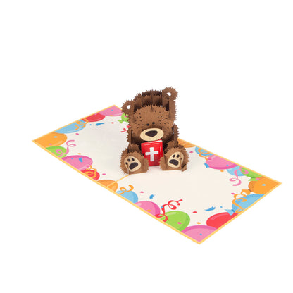 Cute Christening Bear Pop Up Greeting Card