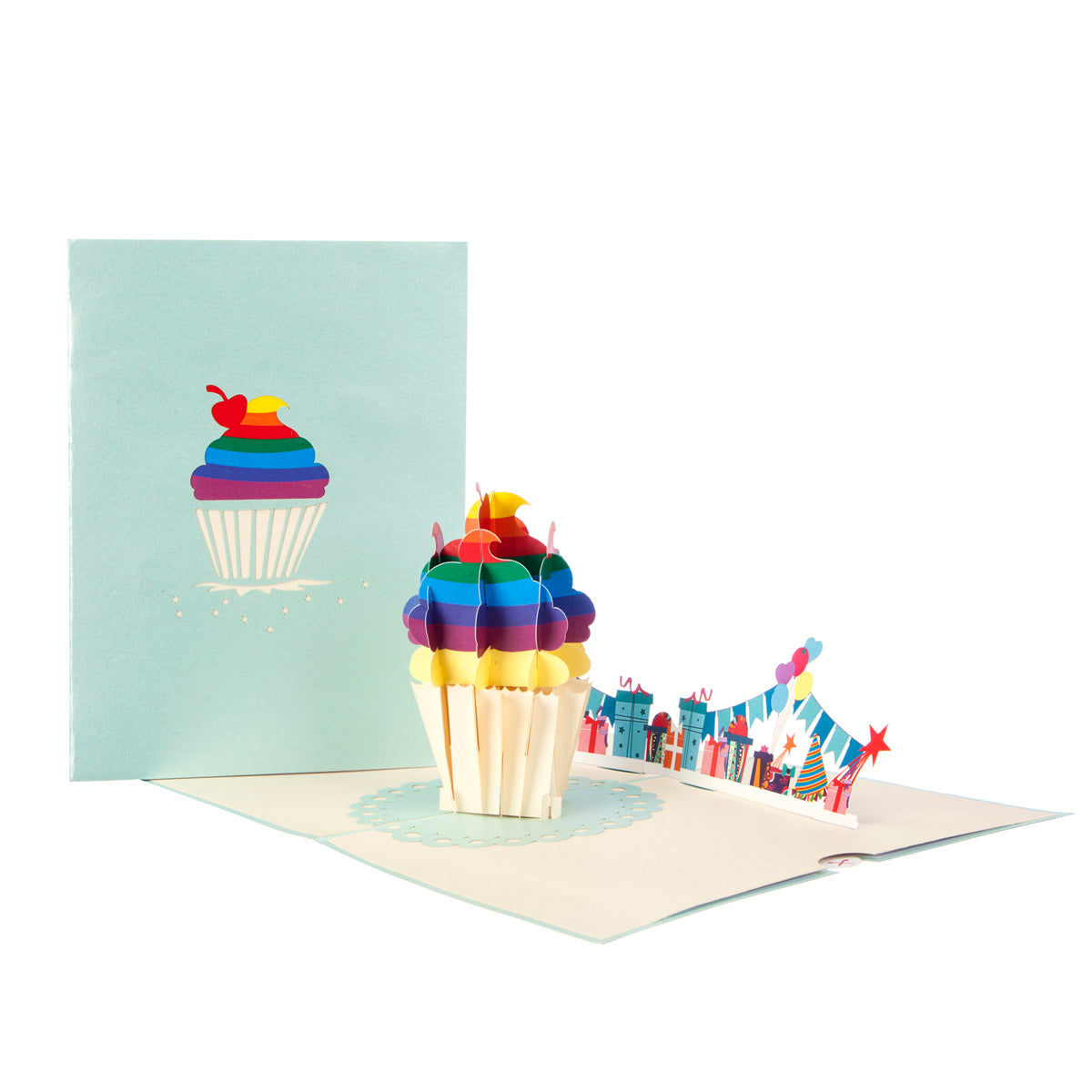 Rainbow Cupcake Pop Up Greeting Card