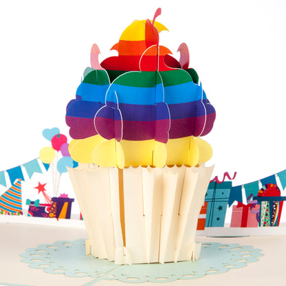 Rainbow Cupcake Pop Up Greeting Card