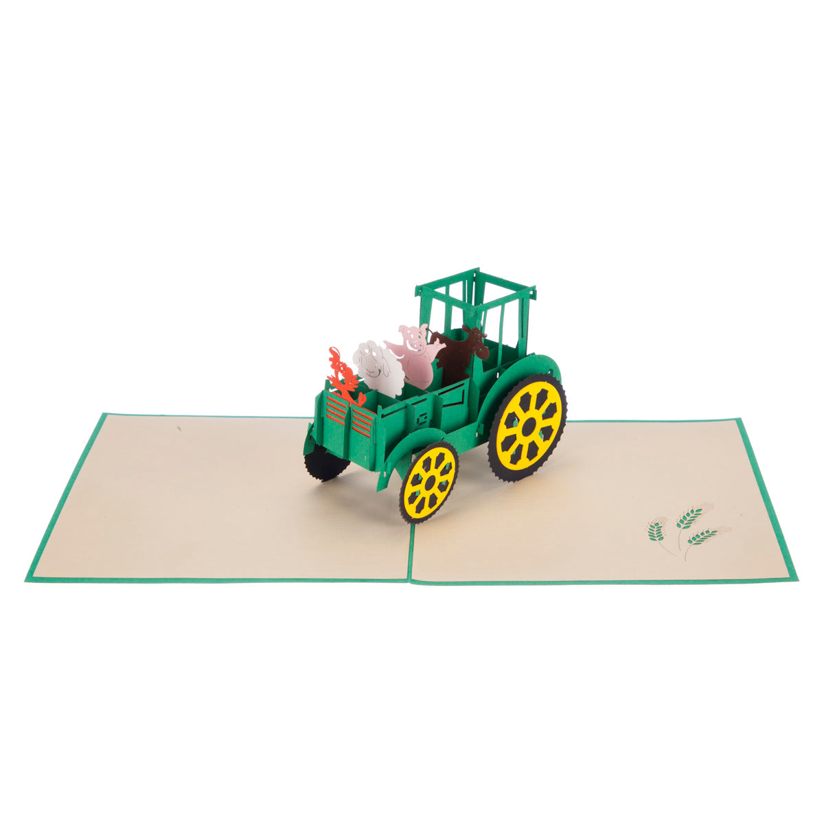 Farm Animals Riding A Tractor Pop Up Greeting Card
