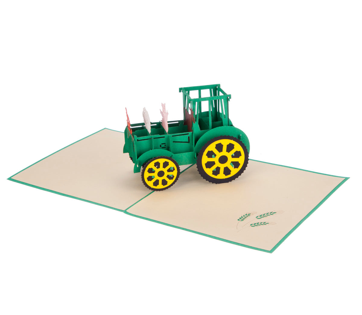 Farm Animals Riding A Tractor Pop Up Greeting Card