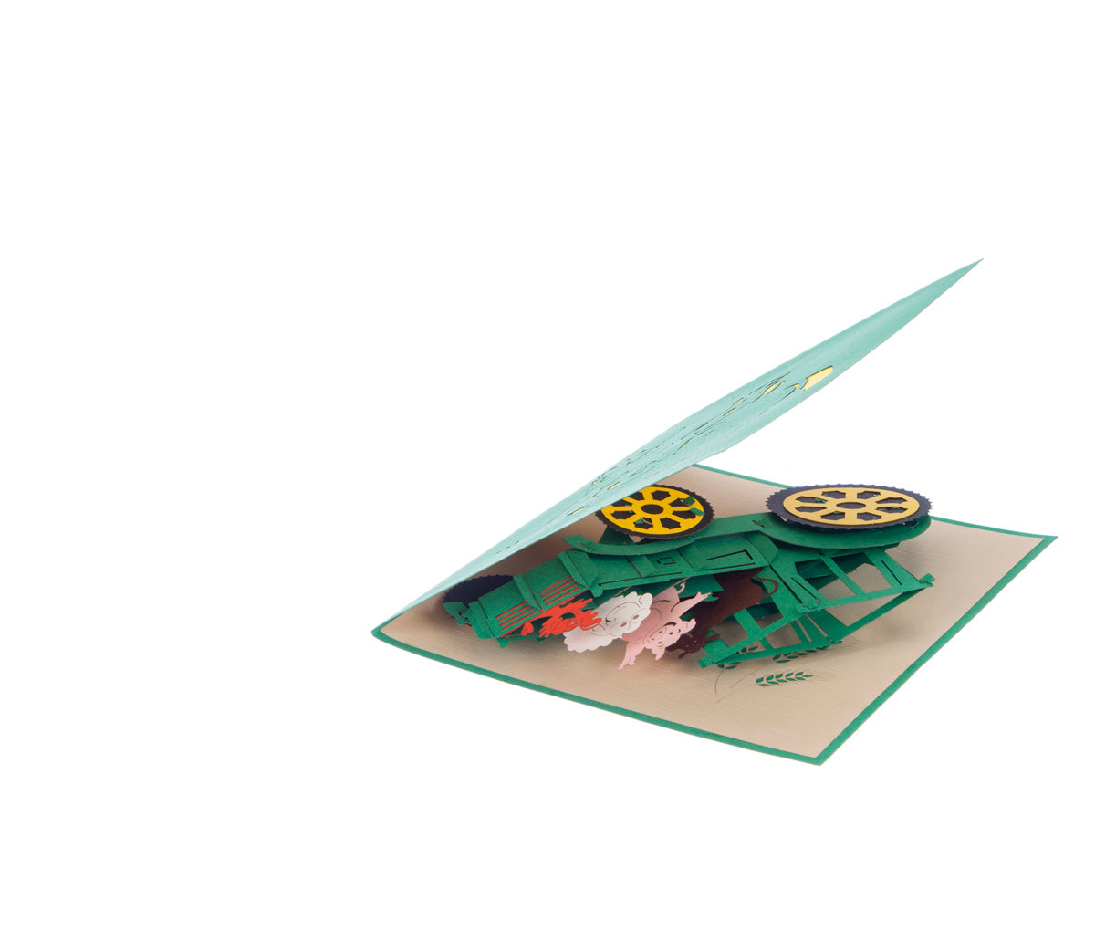 Farm Animals Riding A Tractor Pop Up Greeting Card