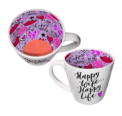 Inside Out Happy Wife Happy Life Novelty Mug In Gift Box
