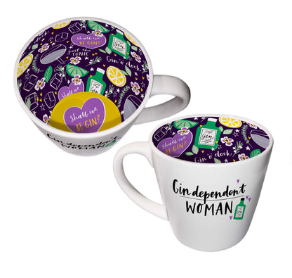 Inside Out Gin Dependent Woman Novelty Mug In Gift Box