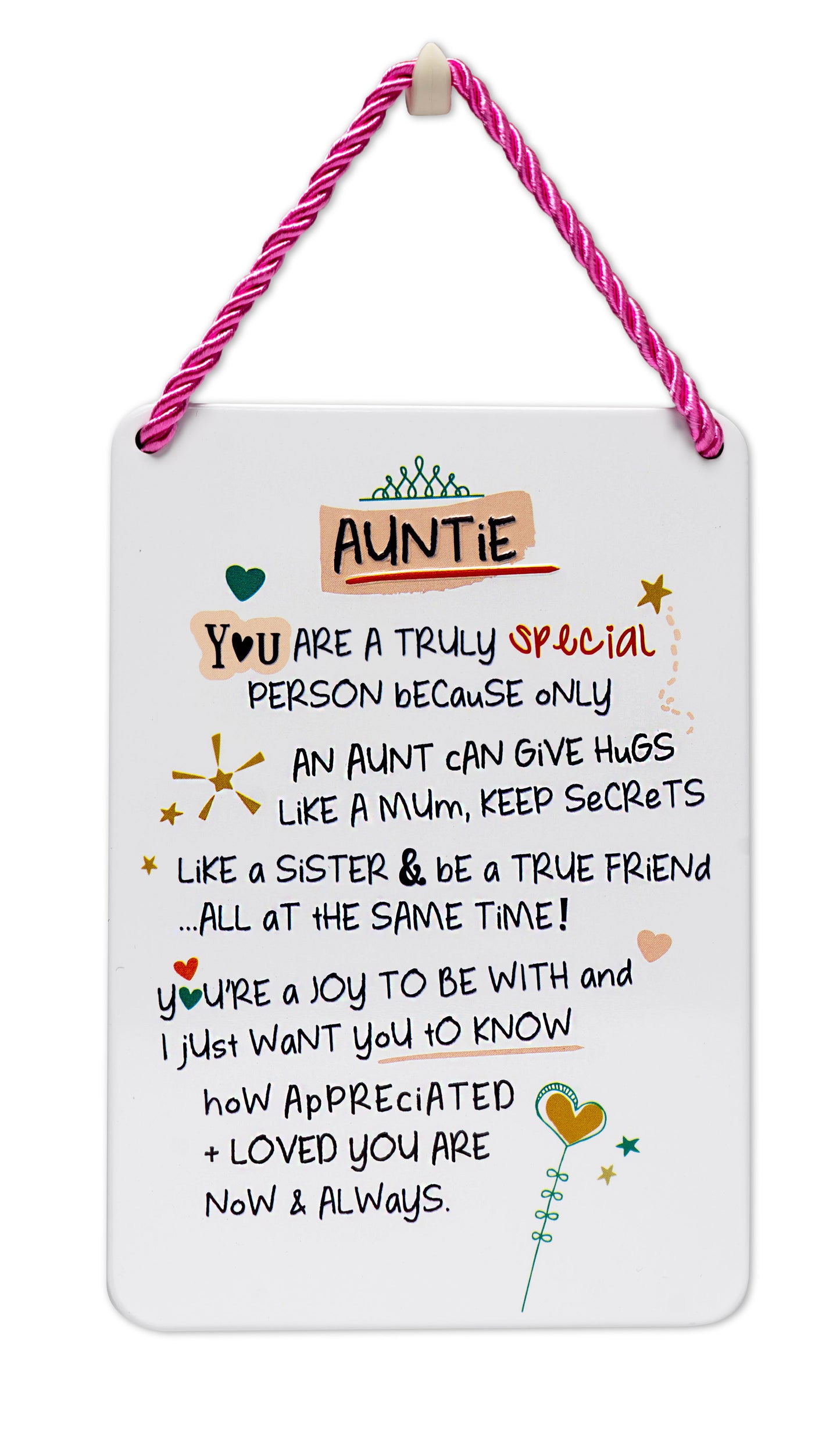 Special Auntie Inspired Words Tin Hanging Plaque