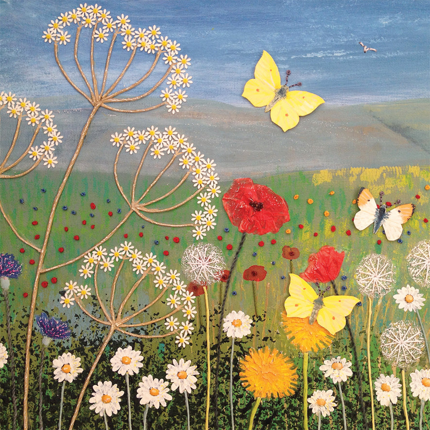Wild Flowers Square Blank Greeting Card by Artist Jo Grundy