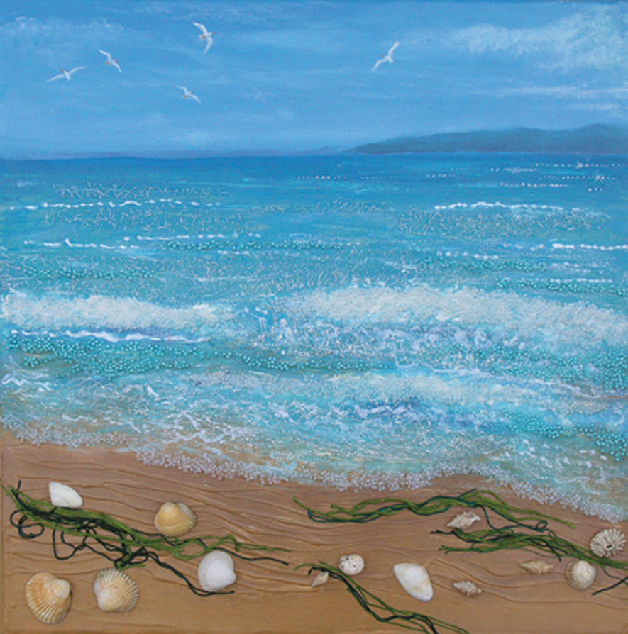 Sea Shore Square Blank Greeting Card by Artist Jo Grundy