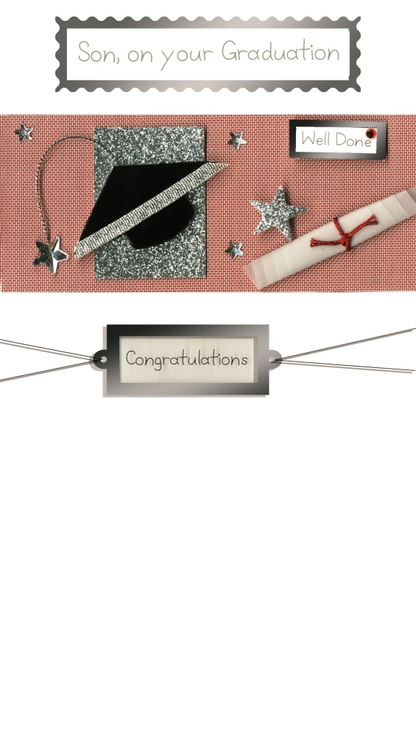 Congratulations Son Graduation Greeting Card Hand-Finished