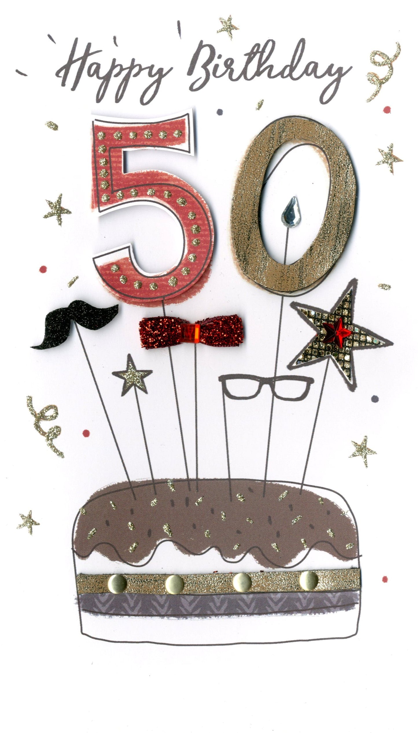 Male Happy 50th Birthday Greeting Card Hand-Finished
