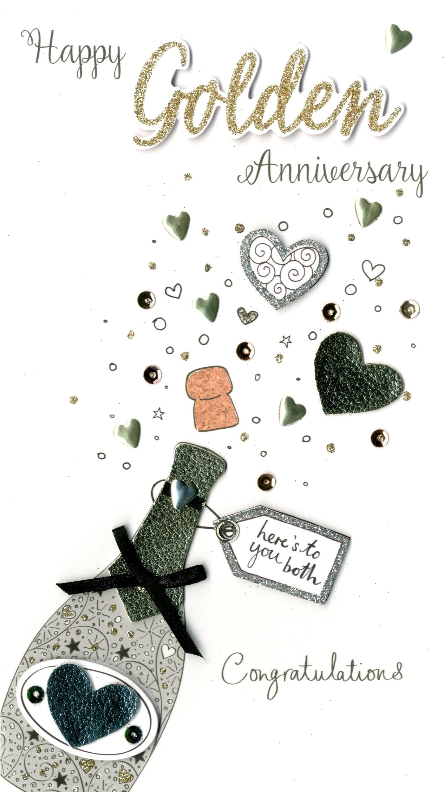 Happy Golden Anniversary Greeting Card Hand-Finished