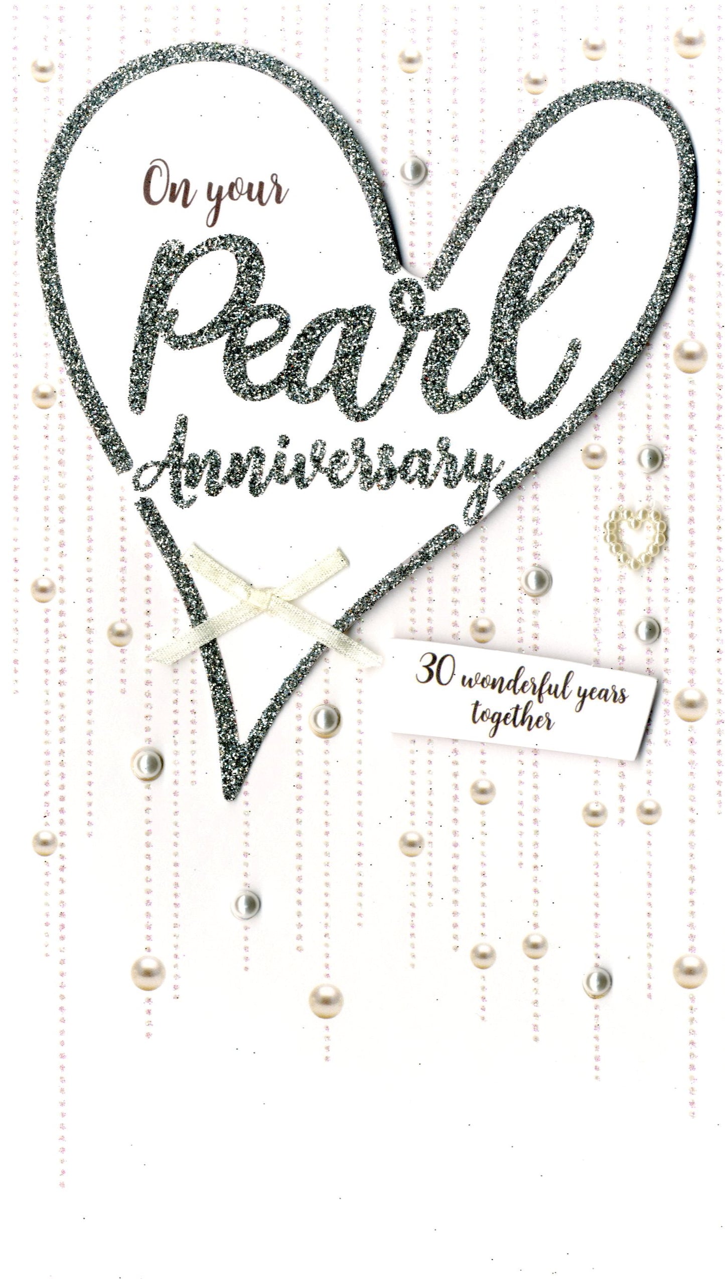 Pearl Anniversary Greeting Card Hand-Finished