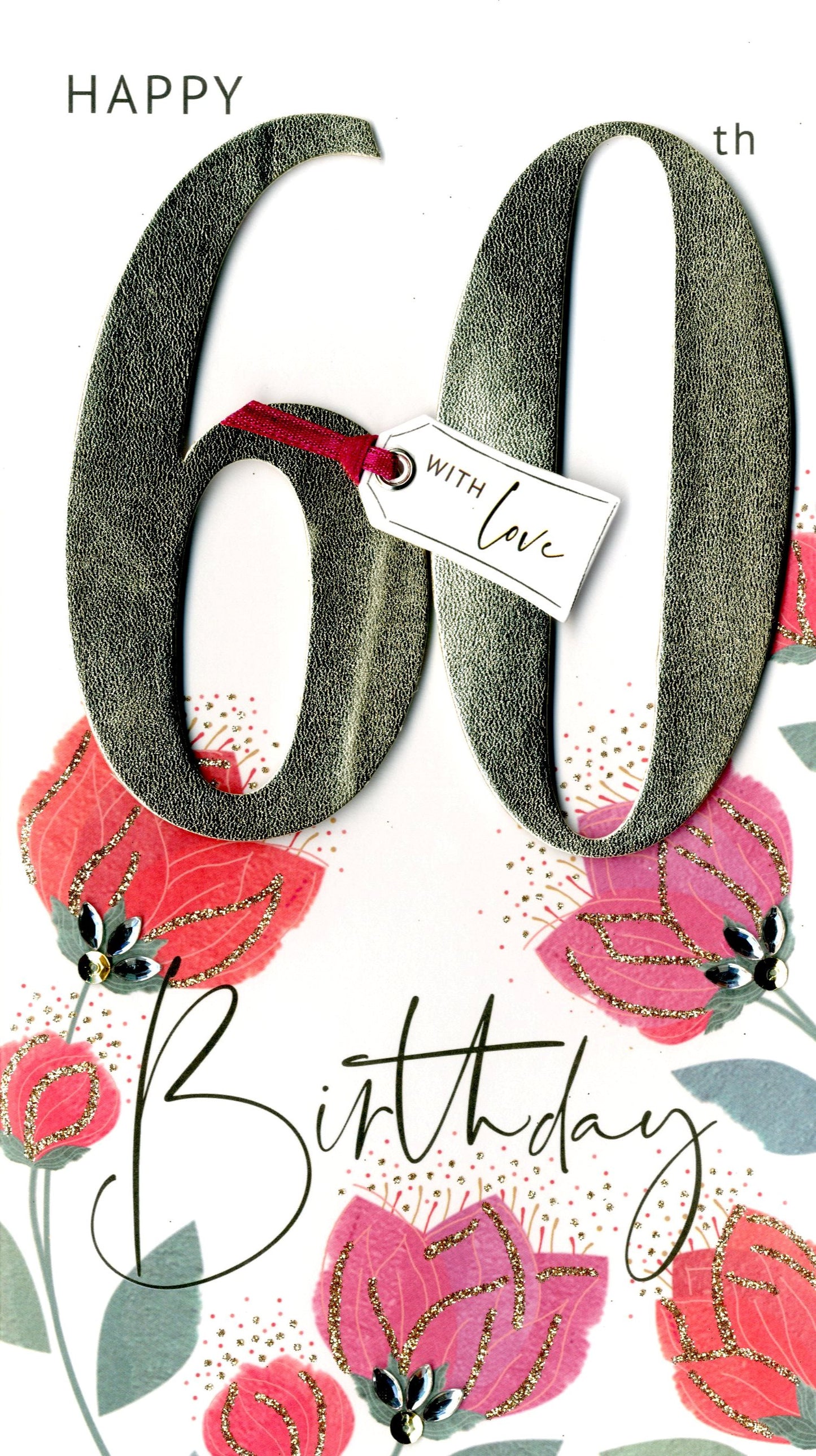 60th Birthday Greeting Card Hand-Finished