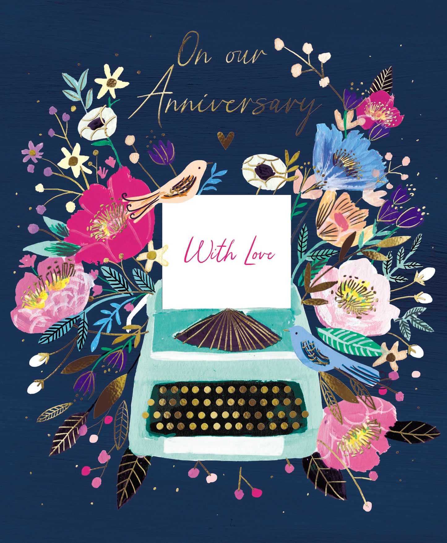 On Our Anniversary With Love Floral Greeting Card