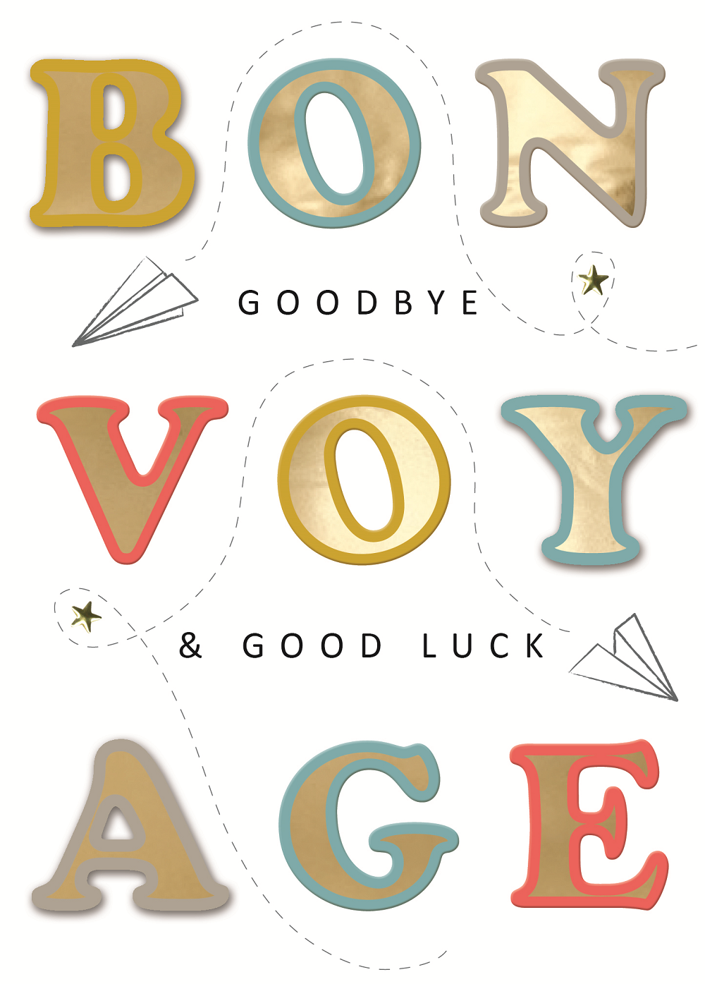 Bon Voyage Good Luck Embellished Good Luck Greeting Card