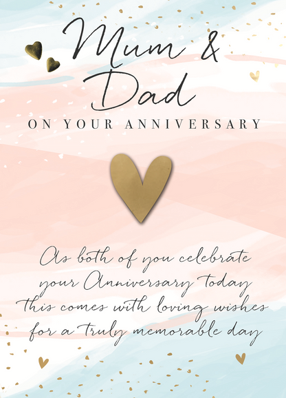 Mum & Dad Celebrate Embellished Anniversary Greeting Card