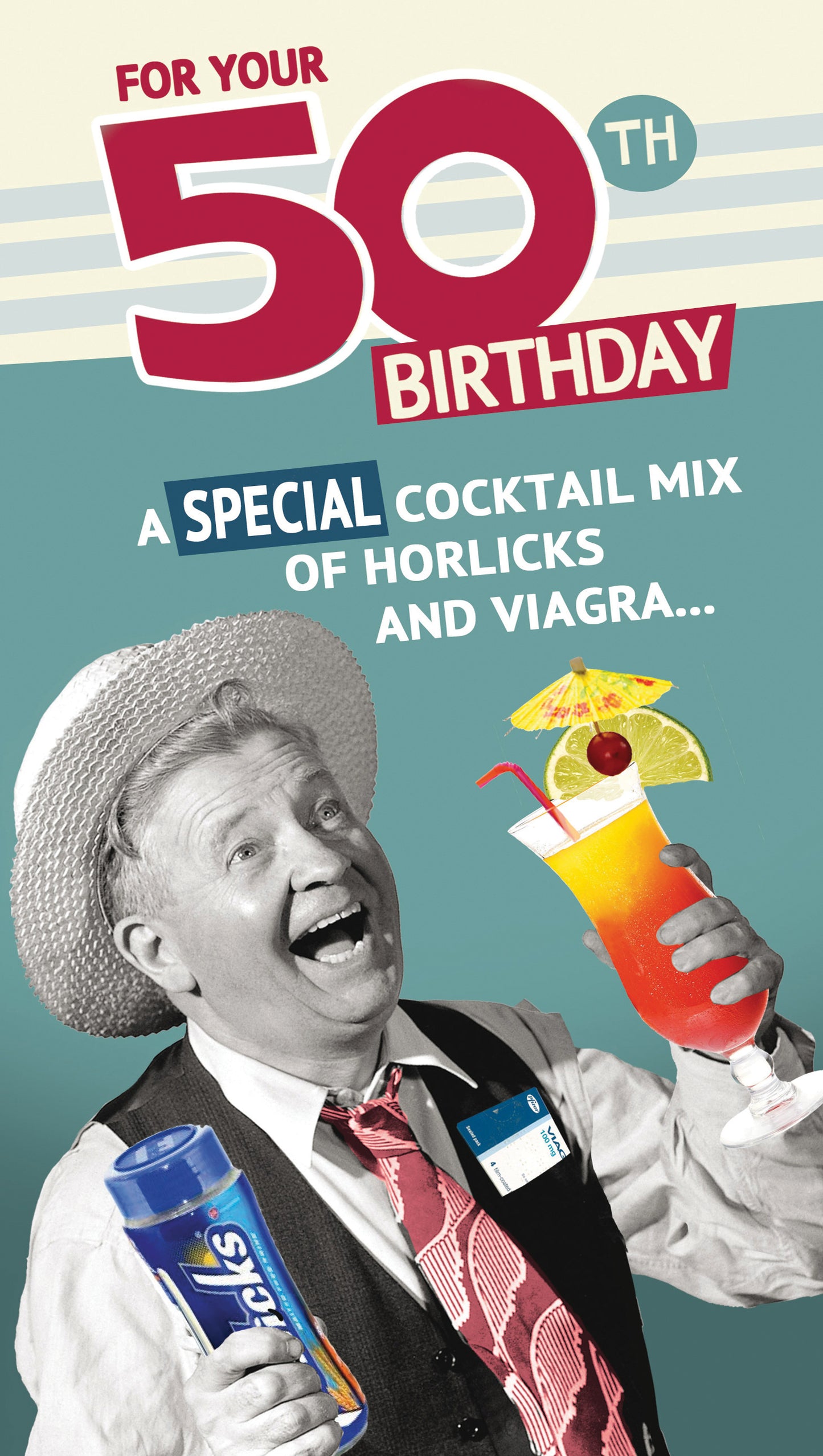50th Horlicks & Viagra Humour Birthday Card