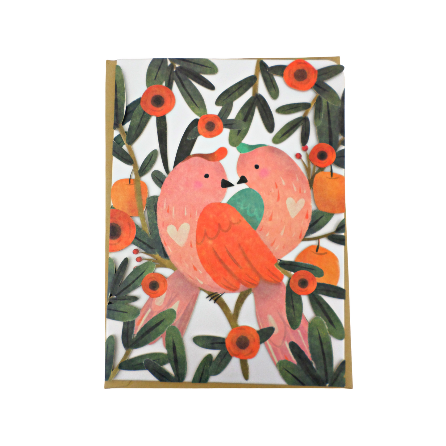 Paper Cut Art Pair Of Lovebirds Romantic Greeting Card