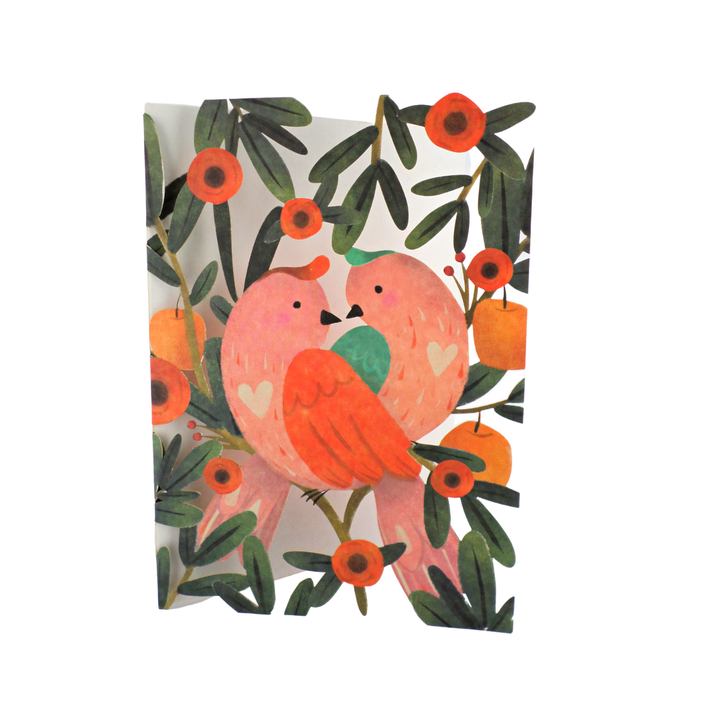 Paper Cut Art Pair Of Lovebirds Romantic Greeting Card