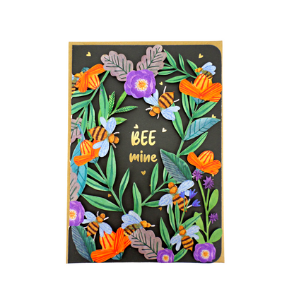 Paper Cut Art Bee Mine Bumble Bees Romantic Greeting Card