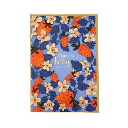 Paper Cut Art Thank You Berry Much Thank You Greeting Card