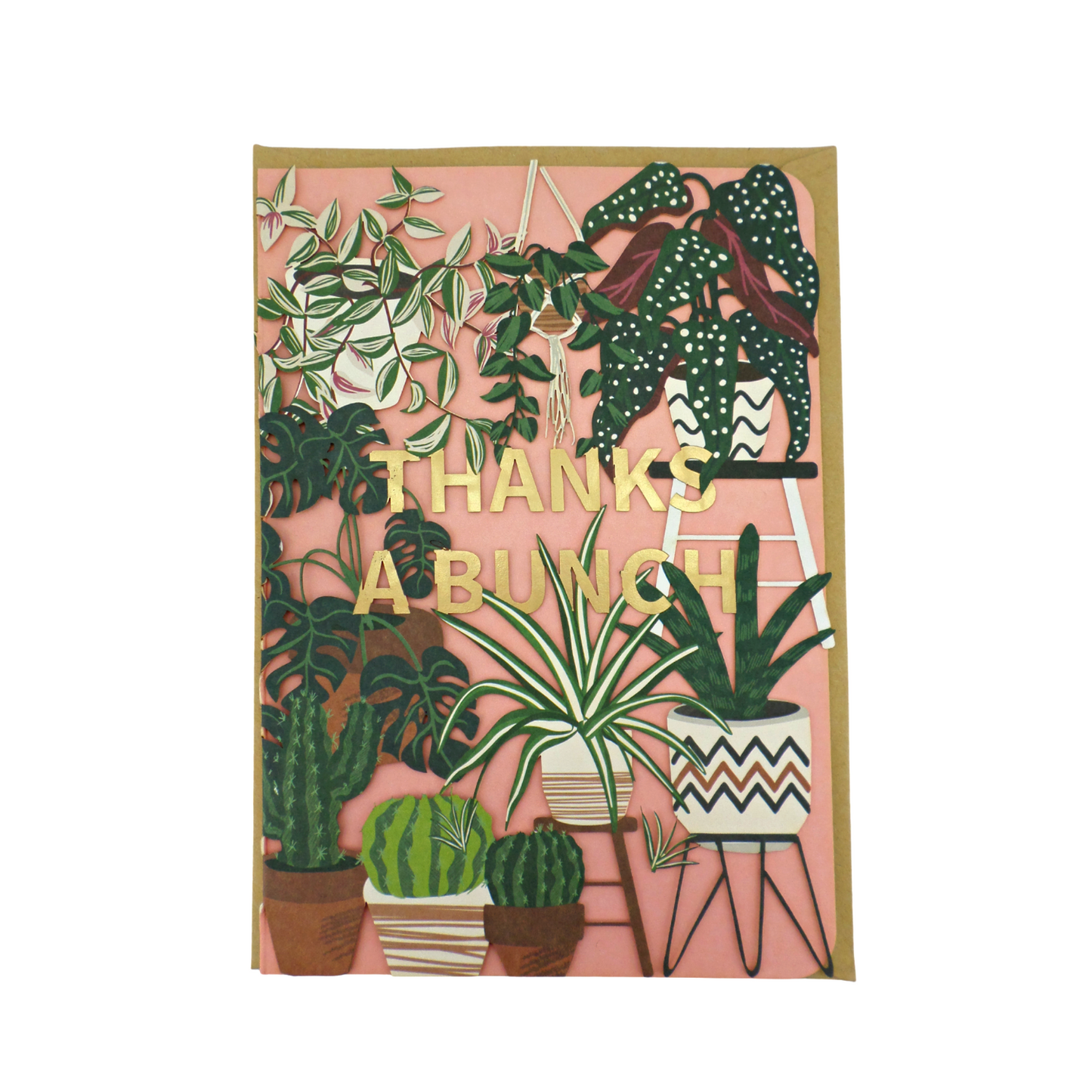 Paper Cut Art Plants Thanks A Bunch Thank You Greeting Card