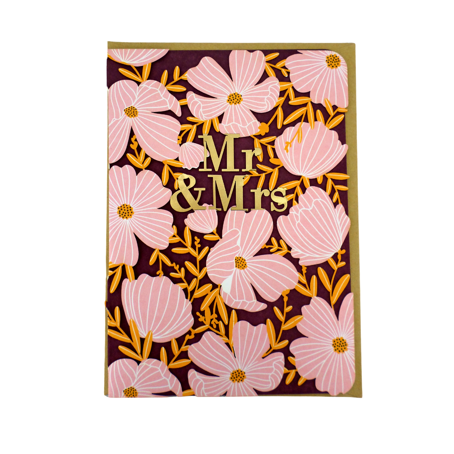 Paper Cut Art Floral Mr & Mrs Laser Cut Wedding Greeting Card