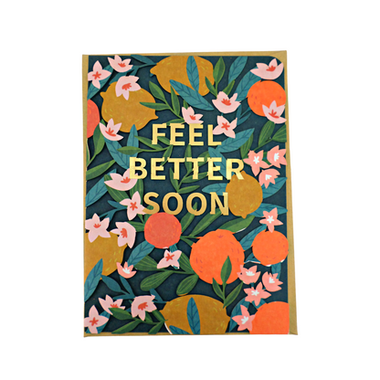 Paper Cut Art Feel Better Soon Floral Get Well Greeting Card