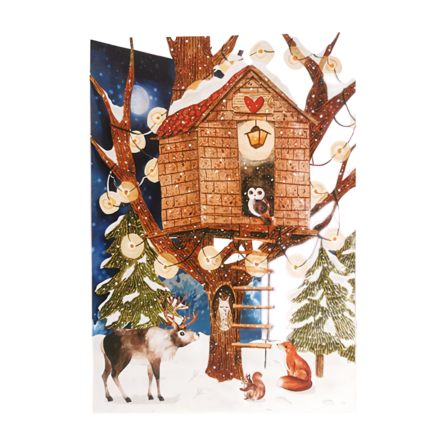 Paper Cut Art Festive Woodland Animals Christmas Greeting Card
