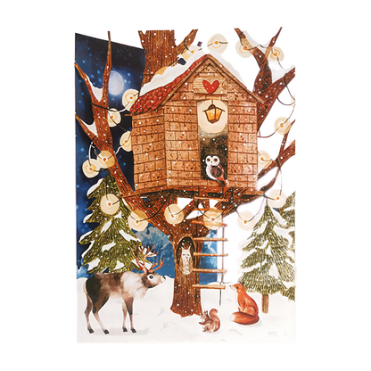 Paper Cut Art Festive Woodland Animals Christmas Greeting Card