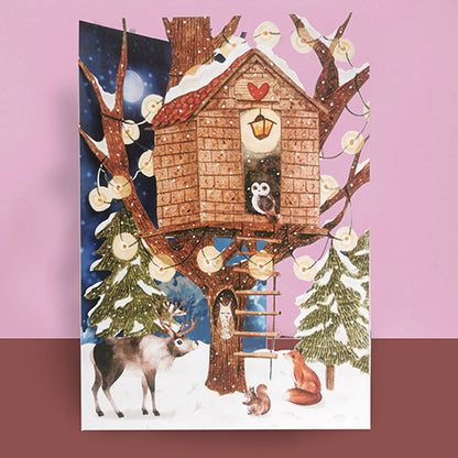 Paper Cut Art Festive Woodland Animals Christmas Greeting Card