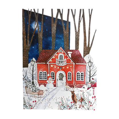 Paper Cut Art Festive Santa's Christmas Workshop Greeting Card