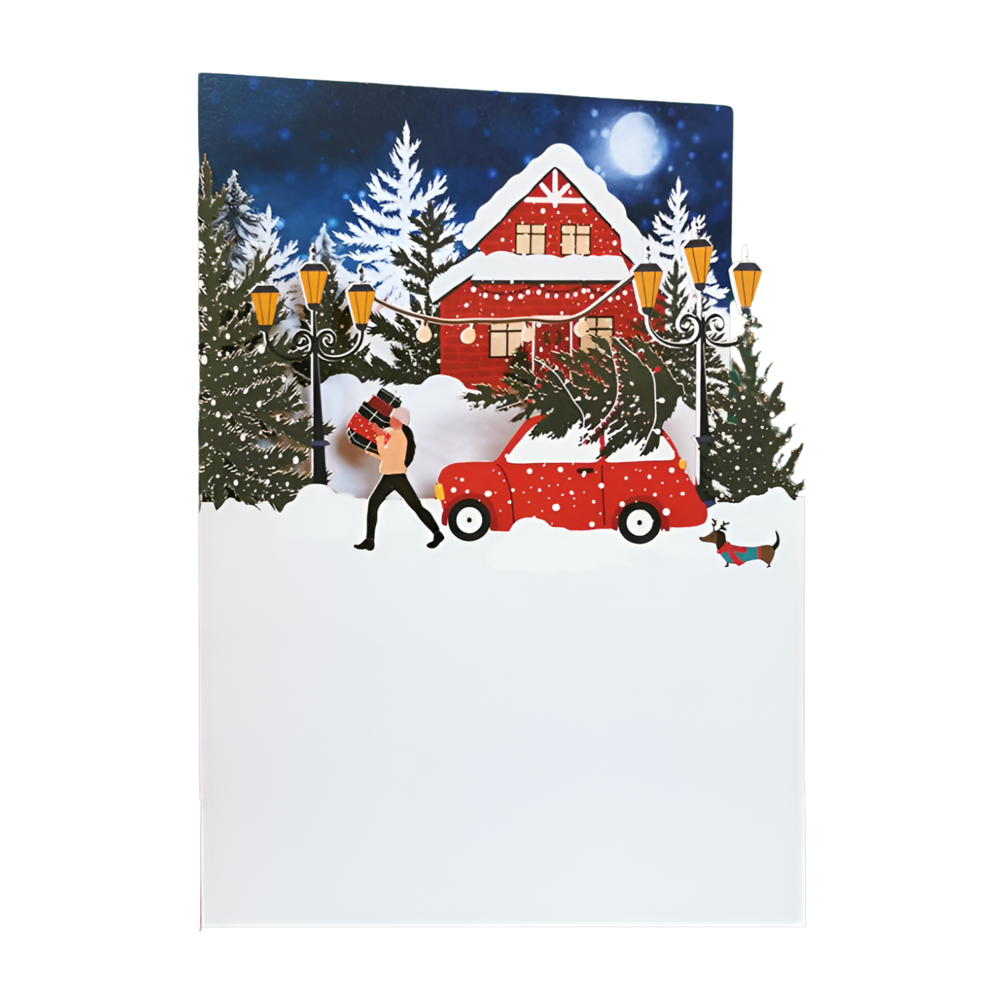 Paper Cut Art Dachshund Sausage Dog Christmas Greeting Card