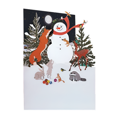 Paper Cut Art Festive Snowman & Friends Christmas Greeting Card