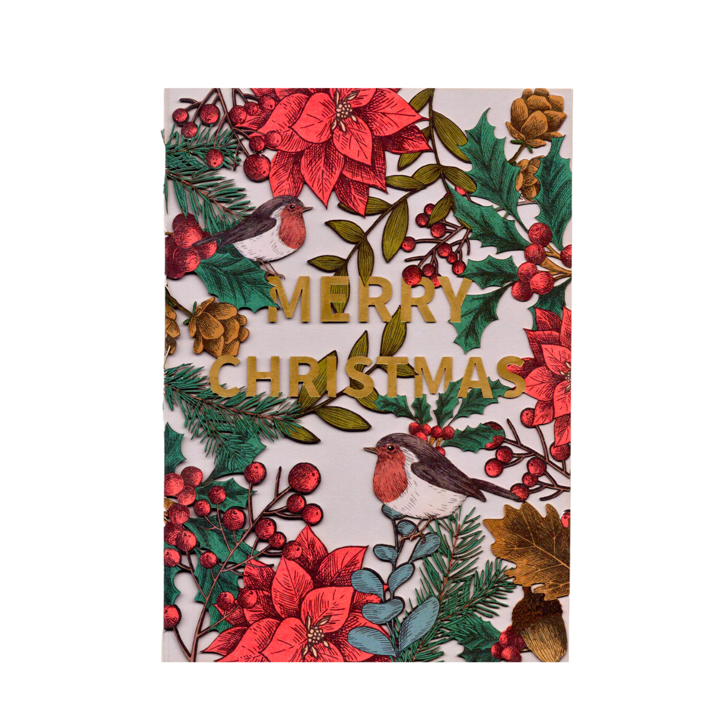 Paper Cut Art Festive Robin Red Breast Christmas Greeting Card