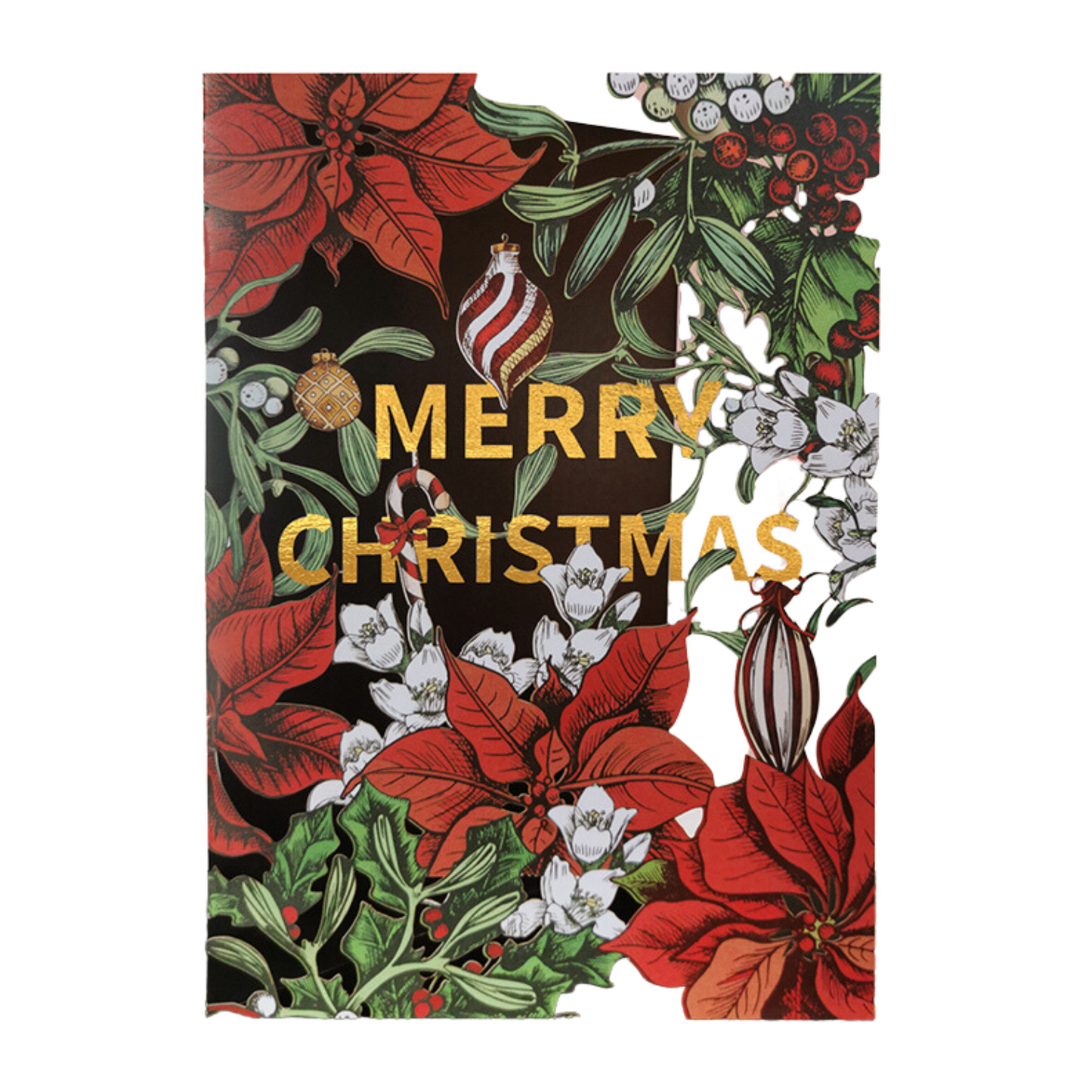 Paper Cut Art Festive Poinsettia Plant Christmas Greeting Card
