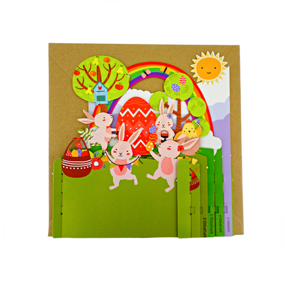 Fun Easter Bunnies Party Celebration 3D Pop Up Greeting Card