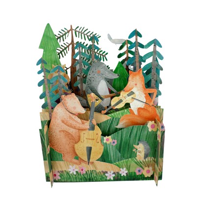 Forest Orchestra Birthday Celebration 3D Pop Up Card For Kids