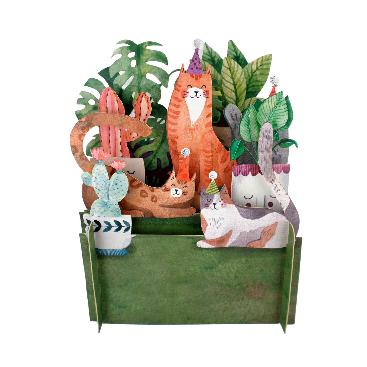 Fun Cat Party Birthday Celebration 3D Pop Up Card For Kids